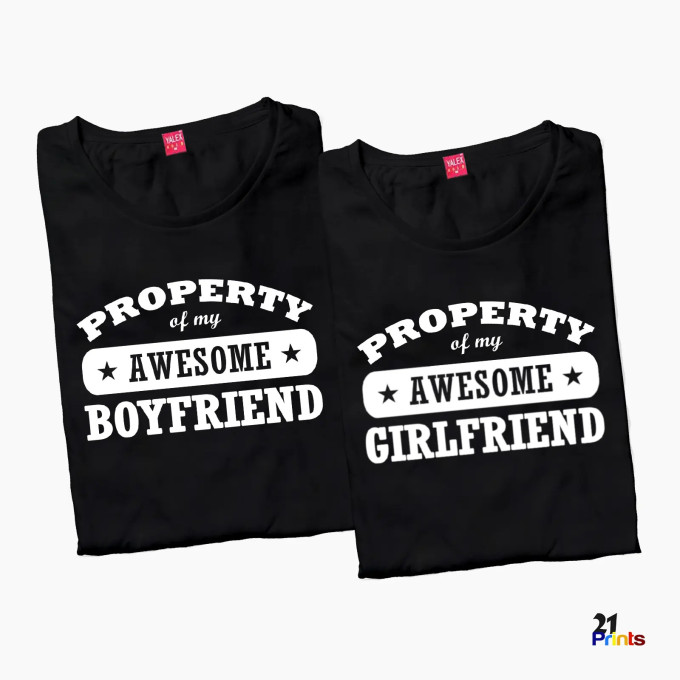 Property of My Awesome Boyfriend/Girlfriend Couple T-Shirt