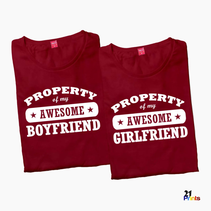 Property of My Awesome Boyfriend/Girlfriend Couple T-Shirt