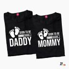 Soon to Be Mommy & Daddy Gender Reveal Couple T-Shirt