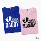 Soon to Be Mommy & Daddy Gender Reveal Couple T-Shirt