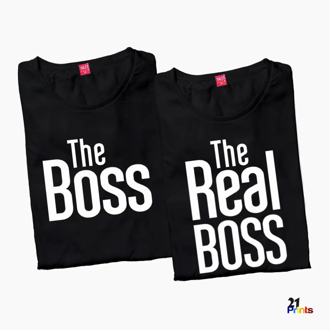 The Boss & The Real Boss Version 1 Couple T-Shirt