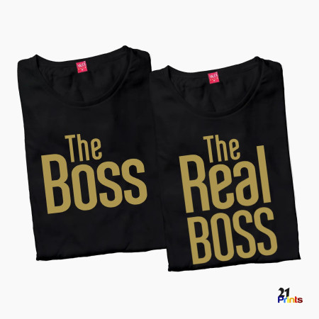 The Boss & The Real Boss Version 1 Couple T-Shirt