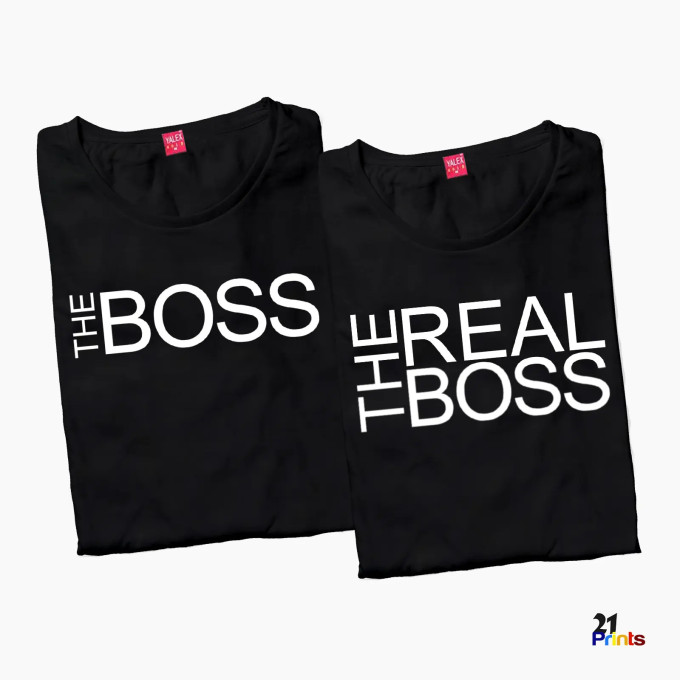 The Boss & The Real Boss Version 2 Couple T-Shirt