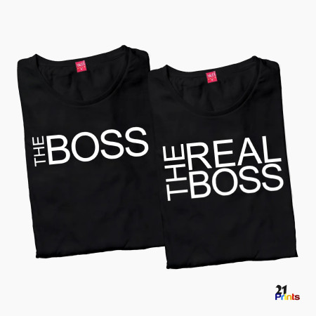 The Boss & The Real Boss Version 2 Couple T-Shirt