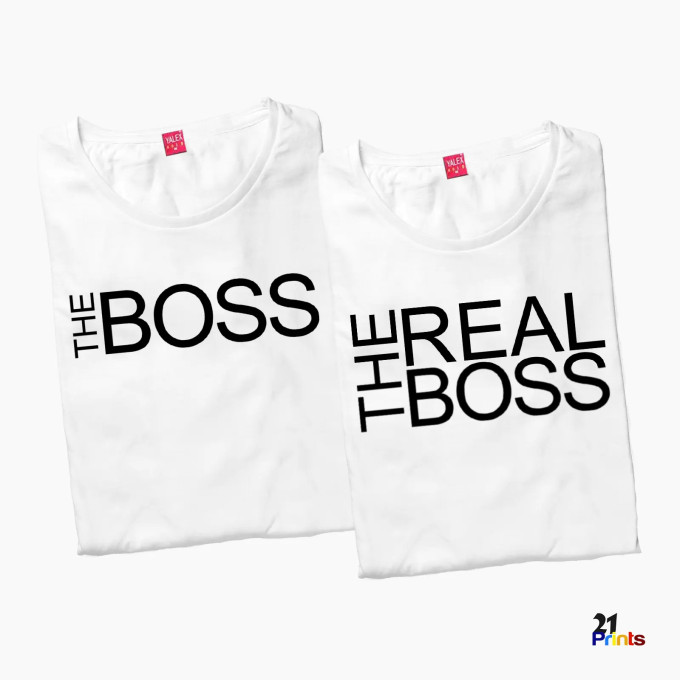 The Boss & The Real Boss Version 2 Couple T-Shirt