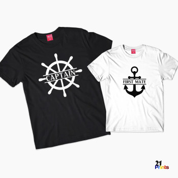 Captain & First Mate Parent & Child Matching Nautical T-Shirts